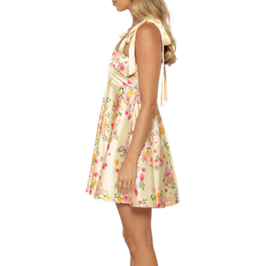 Vestido Mini Halter Personalizado de Verano para Mujer con Estampado Floral, de Satén y Encaje, Sin Mangas, Casual, para Playa, Estilo Bodycon, Ropa de Sororidad - Product Image 4