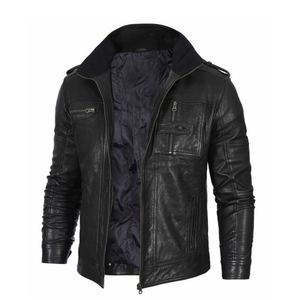 Chaqueta de Motocicleta Delgada de Cuero Genuino de Primera Calidad para Hombre, Color Negro, Manga Larga, Impermeable, Resistente al Viento, Transpirable y de Secado Rápido - Product Image 5