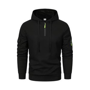 Sweat-shirts et sweats à capuche personnalisés pour hommes – Coupe-vent uni en polaire chaude 100 % coton, idéal pour l'automne et l'hiver, coupe oversize, écologique - Product Image 3