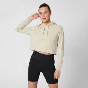 Sudadera Corta con Bloques de Color para Invierno, con Logotipo Frontal, 100% Algodón Transpirable, Ropa Deportiva para Mujer - Product Image 6