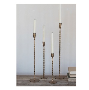 Refined <b>brass</b> candle <b>holder</b> designed for tasteful decorative arrangements in residential and hospitality settings alike - Product Image 6