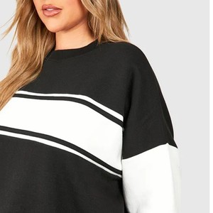 Women Sports <b>Velour</b> <b>Sweatshirt</b> Cotton Blend Solid Front Puff Sleeve Crew Neck Casual Wear OEM ODM Wholesale Factory Manufacturer - Product Image 3
