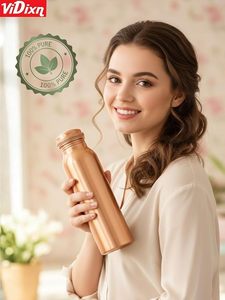 Botella de Agua de Cobre con Aislamiento al Vacío, Diseño Redondo Minimalista, para Uso en Senderismo al Aire Libre, Retención Térmica de 12 a 24 Horas - Product Image 5