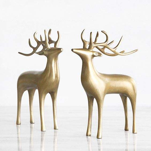 Reno Metálico con Acabado Dorado, Decoración Navideña Costera de Estilo Pop Art, Decoración Elegante para el Hogar y la Oficina - Product Image 2