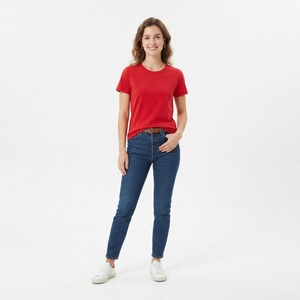 Custom Casual Women Plain Cotton T-Shirt Soft Breathable Short Sleeve Basic Crew Neck Tees Manufacturer - Product Image 5