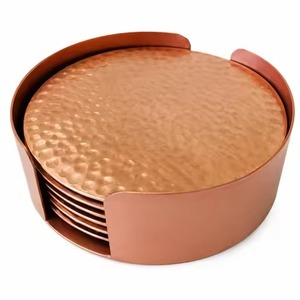 Vintage Inspired Copper Coaster Set Elegant Beverage <b>Protector</b> for Coffee <b>Table</b> Restaurant Bar Hotel Wedding Dining - Product Image 2