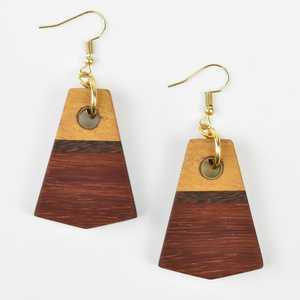 Boucles d'oreilles pendantes en résine et bois pour femme, forme géométrique, serti de canaux, design personnalisé, autres plaquages, style bohème, mode, fête MN - Product Image 1