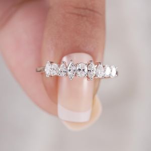 Multi Shapes Lab Grown Diamond Minimalist Band <b>Ring</b> 10K Rose Gold Engagement <b>Proposal</b> Fine Jewelry For Girlfriend - Product Image 2