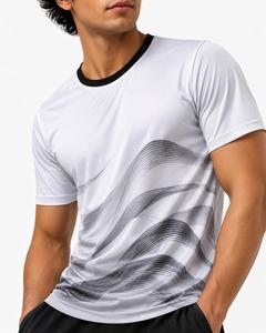 T-shirt pour homme à manches courtes, col rond, style sublimation, motif tricoté, polyester, coupe décontractée, respirant, design tendance - Product Image 5