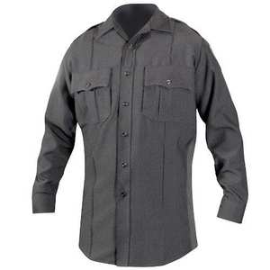 Camisa de Trabajo de Algodón Gris para Hombre, Manga Larga, con Bolsillos en el Pecho y Detalles Negros, Estilo Uniforme Cómodo - Product Image 6