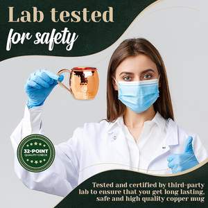 Ensemble de 8 tasses à Moscow Mule en cuivre, 16 oz, qualité alimentaire, 100% cuivre pur, fabriquées à la main avec finition martelée laquée, prise en main solide - Product Image 2