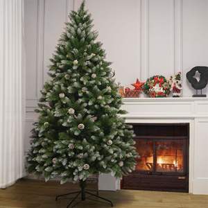 Árbol de Navidad de PVC de 1.5 m con 619 Ramas Cubiertas de Nieve y Piñas, Árbol de Navidad Artificial Ecológico - Product Image 4