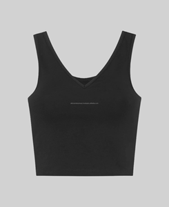 Camisetas sin mangas de cuello en V para mujer, de algodón/spandex, color negro puro, de alta calidad, transpirables, ecológicas, con logo frontal tejido, MOQ bajo. - Product Image 5