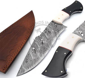 Nouvelle édition, vente en gros, couteau Bowie artisanal en acier Damas de 13 pouces, couteau à lame fixe, couteau de chasse en plein air avec manche en corne d'os - Product Image 2