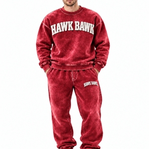 Ensemble de survêtement décontracté pour homme, ensemble deux pièces personnalisé, col rond, manches longues, imprimé lettres, survêtement décontracté pour homme - Product Image 1