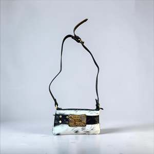 Bolso Bandolera de Cuero Genuino con Diseño Geométrico Bohemio para Mujer, con Correa Turquesa, Decoración de Borlas y Cierre de Cremallera - Product Image 3
