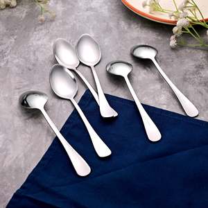 Juego de 6 Cucharas de Té Ecológicas de Terciopelo Plateado Brillante, Capacidad de 10 ml, Acero Inoxidable 18/10, Acero Inoxidable 304, para Hoteles - Product Image 1