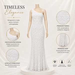 Luxury White One Shoulder Lace Mermaid Wedding Gown for Women Elegant Bridal Dress Formal Reception Ceremony Maxi Dress Couture - Product Image 5