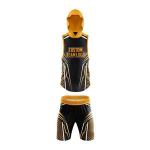 Maillot sans manches à capuche personnalisé par sublimation 7V7 noir et or, anti-humidité, unisexe, pour adulte, vêtement de sport - Product Image 3