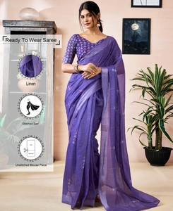 Sari Tradicional KV Listo para Usar para Niños, con Estampado Geométrico y Adornos de Lino, Antiarrugas, Reversible, de Secado Rápido, para Fiestas de Otoño - Product Image 5