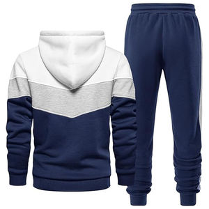 Precio al por mayor: Conjunto deportivo de invierno reversible de color liso con chaqueta con capucha y cordón y pantalón jogger para entrenamiento. - Product Image 3