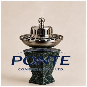 Quemador de incienso moderno de mármol verde natural y metal, hecho a mano, para Bakhoor árabe, para decoración del hogar y uso religioso. - Product Image 1