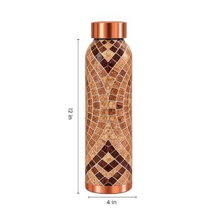 Botella de Agua de Cobre con Patrón de Mosaico Geométrico, Botella de Agua de Cobre Bohemia con Diseño de Mosaico, Recipiente Portátil para Bebidas para Uso Doméstico - Product Image 5