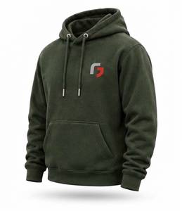 Sweat-shirt à capuche vert foncé pour homme, coupe classique, logo sur le devant, poche, coton molletonné 320g, tricoté, vêtement d'hiver décontracté - Product Image 1