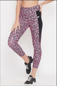 Leggings de yoga imprimés taille haute pour femme, pantalon longueur cheville, extensible dans quatre directions, léger, en Spandex/Nylon Polyester, pour l'entraînement - Product Image 1
