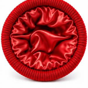 Gorro de Punto Acanalado Rojo Unisex, Color Sólido, Forro de Seda para Invierno, Estilo Casual para Adultos, Uso Diario en la Playa, Circunferencia de Cabeza 56-58CM - Product Image 2