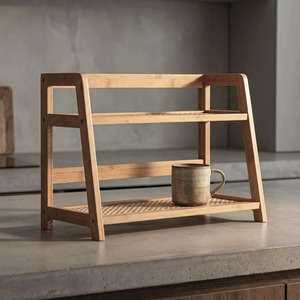 <b>2</b> Tier Wooden Display Organizer <b>For</b> <b>Kitchen</b> Organization And Home Storage Rack Tabletop Decorative Utility Stand From India - Product Image 3