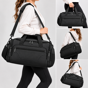 Bolsa Deportiva de Nailon Negra con Correa Ajustable, Cierre de Cremallera con Múltiples Bolsillos, Bolsa de Fitness Casual Unisex, Capacidad de 30-40L - Product Image 3