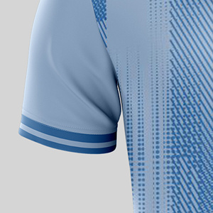 เสื้อยืดลายทางสีฟ้าอ่อนแบบยูนิเซ็กซ์ พิมพ์ลายแบบซับลิเมชั่น ป้องกันแบคทีเรีย น้ำหนักเบา ระบายเหงื่อได้ดี ทรงปกติ ปรับแต่งโลโก้ได้ เหมาะสำหรับเล่นกีฬา - Product Image 4