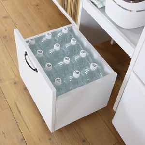 Modern <b>White</b> Shirai Wood Storage Cabinet 1 Drawer 1 <b>Shelf</b> Living Room Furniture American Vintage Style Flat Panel Door Wheels - Product Image 3