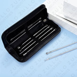 Kit de 9 Piezas de Extractores de Puntos Negros y Acné de Acero Inoxidable Profesional, Herramientas de Limpieza Facial Profunda con Logotipo Personalizado - Product Image 2
