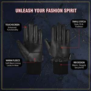 Black wrist length thermal <b>gloves</b> Winter <b>warm</b> leather <b>gloves</b> Faux fur lined leather <b>gloves</b> Mens leather winter <b>gloves</b> - Product Image 2