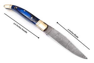 Couteau de poche pliant Laguiole de qualité supérieure, vente en gros directe d'usine, fournisseur artisanal OEM ODM, acier Damas droit - Product Image 4