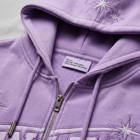 Setelan Training Pria Rajut Katun 100% OEM Musim Gugur Bernapas 400g Tanpa Jahitan Motif Bintang Hoodie Resleting Celana Panjang Lebar