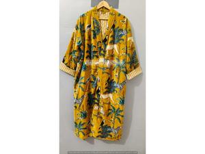 Robe de chambre de luxe en velours, kimono en velours et coton, peignoir, robe de mariée, robe de demoiselle d'honneur, peignoir d'hiver, couleur moutarde - Product Image 2