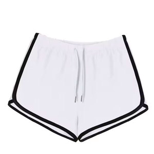 Ensemble short et crop top sportif blanc pour femme avec cordon de serrage, taille élastique mi-haute, en tricot de spandex et polyester respirant, coupe régulière - Product Image 4