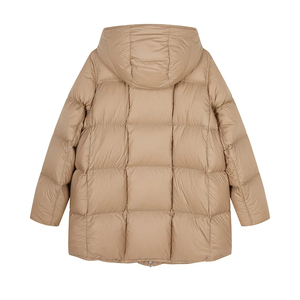 Chaqueta Acolchada Larga con Capucha para Mujer, Color Beige, Ecológica, Impermeable, con Cierre, para Invierno, Modelo 2026 - Product Image 2