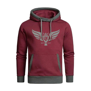 Sweat-shirt à capuche pour homme avec logo personnalisé, couleur contrastée, en molleton de coton, style streetwear décontracté - Product Image 4
