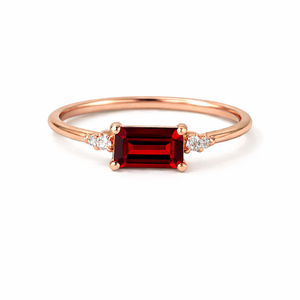 Anillo de Compromiso con Esmeralda Roja Natural de 0.5ct y Diamantes Naturales, Oro Amarillo Puro de 14K con Certificación IGI, Anillos de Piedra Natal - Product Image 4