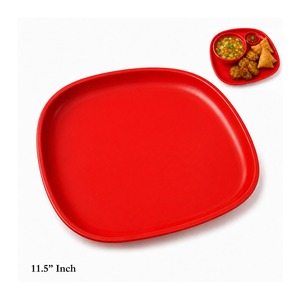 Plato de Cena Cuadrado Rojo Premium de Plástico, Plato Reutilizable para Servir Alimentos - Product Image 1