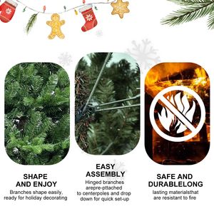 Sapin de Noël artificiel non éclairé de 1,20 m avec 919 pointes en PE/PVC, charnières métalliques de qualité supérieure, base pliable - 210 cm, sapin de Noël pour les fêtes - Product Image 5