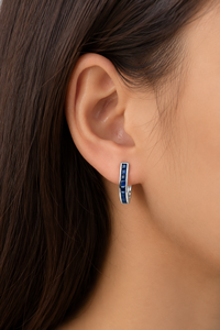 Boucles d'oreilles en saphir bleu en argent sterling 92,5 KLST-30939 - Product Image 5