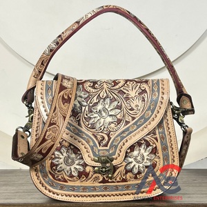 Nouveau sac à bandoulière en cuir de vachette véritable de style occidental, fait main, avec fermeture à boucle, grande capacité, pour femmes - Product Image 1