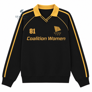 Sweat-shirt de rugby universitaire pour femmes NCBW, col polo, manches longues, broderie, pull décontracté, pull universitaire - Product Image 1
