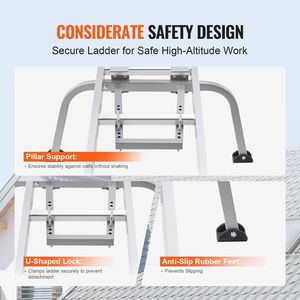 Scaletta in acciaio resistente stabilizzatore apertura alare/allungamento a parete accessorio gancio in gomma antiscivolo piedi stabile da lavoro tetto - Product Image 3