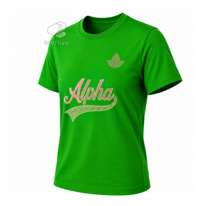 อัลฟ่า |   คาปา |   เสื้อยืดผู้หญิง Alpha Sorority ประดับเพชร คอวี แขนสั้น ผ้าคอตตอนเจอร์ซีย์ พิมพ์ลายตัวอักษรกรีก - Product Image 2
